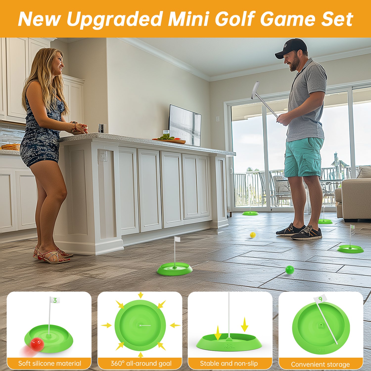 Mini Golf Game Set, Indoor Mini Golf Course for Adults Includes 9 Holes, 4 Balls, Dry-Erase Scorecard, and Golf Putter, Build Your Own Miniature Golf Course at Home Office Green Backyard Mini Golf Game Set, Indoor Mini Golf Course for Adults Includes 9 Holes, 4 Balls, Dry-Erase Scorecard, and Golf Putter, Build Your Own Miniature Golf Course at Home Office Green Backyard